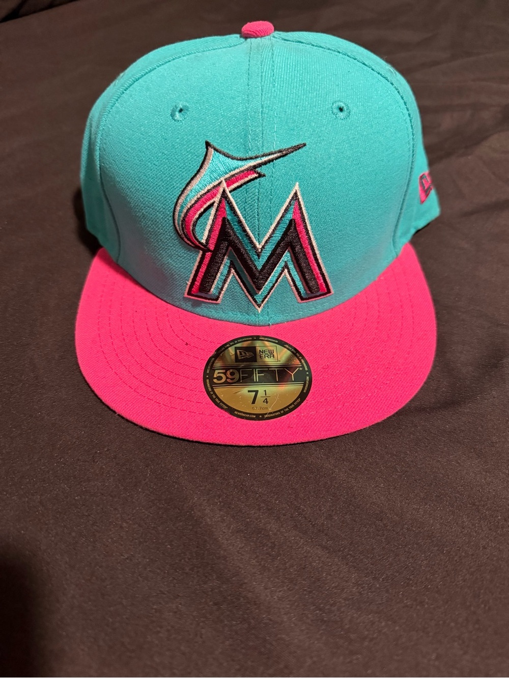 New Era Miami Marlins Teal and Pink 59FIFTY Fitted Hat